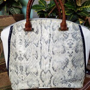 Brahmin Large Duxbury Handbag, Gray Sierra, Pacan, Navy, White Multicolored